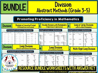 DIVISION ABSTRACT METHODS Worksheets Product or Resource BUNDLE for GRADE 3–5