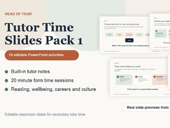 Tutor Time Slides Pack 1: 10 Editable PowerPoint Activities