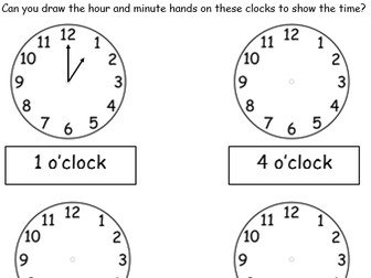 oclock worksheets bundle 6 worksheets teaching resources