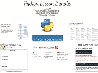 KS3 Python Programming Bundle – 6 Lessons + Adventure Game Project (Full Unit)