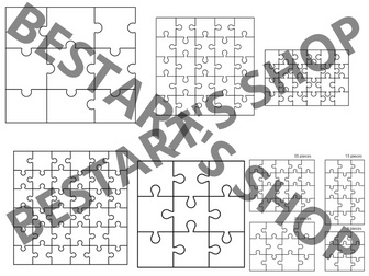 Top Section Jigsaw Puzzle Templates: Commercial Use of Corresponding Outline Clip Art