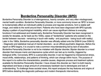 ALevel Psychology Research Essay Example - BPD