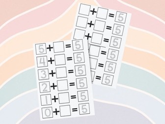 Maths - Number Bonds to 5 Stem Sentences