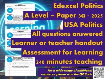 EDEXCEL A Level Politics Model Answers - Full Papers - Paper 3a US  Politics - 2025 - Handout