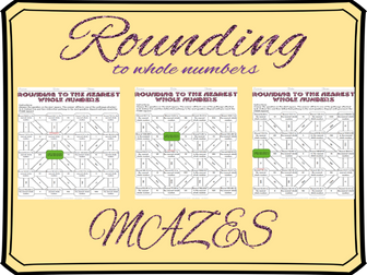 Rounding to the nearest whole number mazes