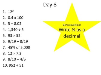 10 a day arithmetic MATHS MORNING WORK  NEW CURRICULUM Year 5