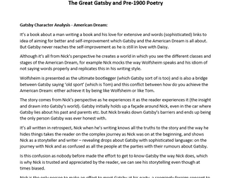 The Great Gatsby & Pre-1900 Poetry Analysis
