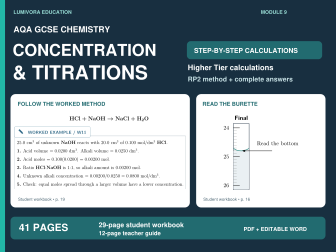 AQA GCSE Chemistry Concentration & Titration Calculations Workbook & Answers | PDF + Word