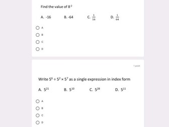 Multiple Choice Indices Google Form