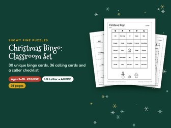 Christmas Bingo: 30 Unique Cards + Calling Cards for a Class