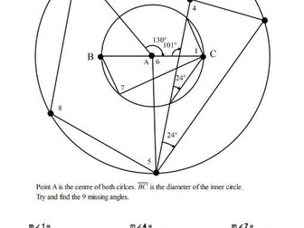 Circle theorems and properties of angles in circles-puzzle 1