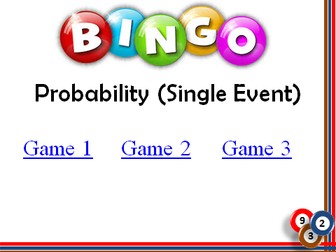 BINGO: Probability (Single Event)