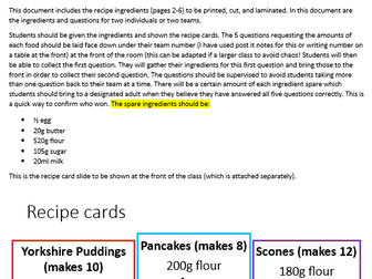 Maths Proportion Recipes Game