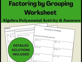 Factoring by Grouping Worksheet | Algebra Polynomial Activity & Answers