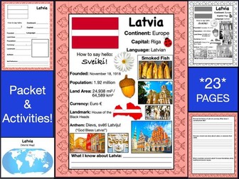 LATVIA History & Geography, Travel The World Worksheet