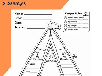 All about me - Tent Camping bulletin board design and worksheets