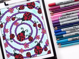Ladybugs Coloring Page | Printable PDF 8.5x11" Coloring Page