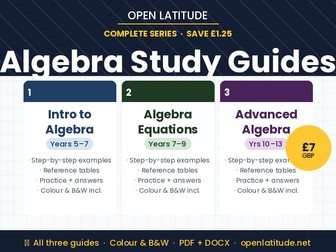 Complete Algebra Study Guide Bundle | Years 5-13 / IGCSE / IB | All Three Guides