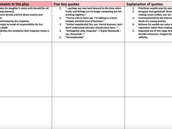 An Inspector Calls Revision Grids