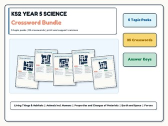 KS2 Year 5 Science Crossword Bundle | 35 Crosswords + Answer Keys