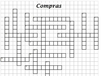 Spanish Crossword Compras Shopping 18 new words with Answers