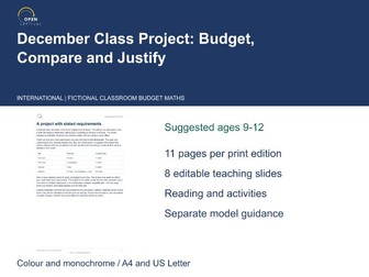 December Class Project: Budget, Compare and Justify