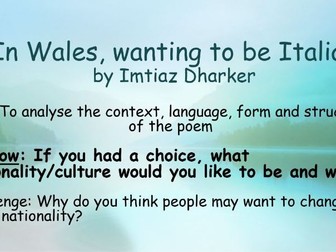 In Wales, wanting to be Italian by Imtiaz Dharker