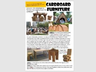 KS3 Design Technology DT - Cover Lesson - Cardboard Furniture / Festival Furniture