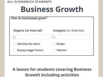 Edexcel Economics A Theme 3: 3.1.2 Business Growth | Complete Lesson with Activities