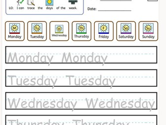 Days of the week - Worksheets and Visuals (inPrint) Bundle