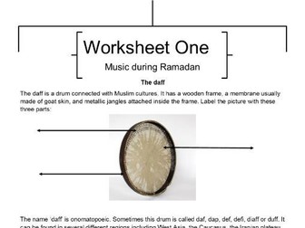 Music lessons during Ramadan - four worksheets