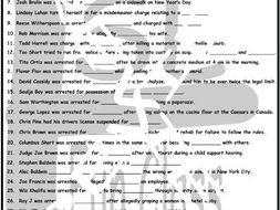 Celebrities Acting Irresponsibly 1 Page BW Worksheet