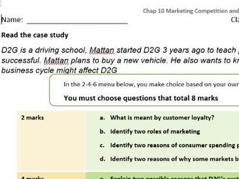 IGCSE BUSINESS STUDIES - Market Changes Choice Board