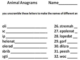 Animal anagrams