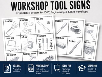 Design & Technology Tool Identification Posters | 19 Workshop Tools & Equipment