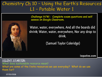 AQA Trilogy - Chemistry - Using Earth's Resources and Potable Water