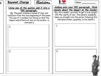 Bayonet Charge - Home learning sheet