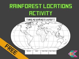 Rainforest Locations Map Activity