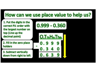 Year 5 White Rose - Subtracting decimals with different decimal places