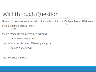 Fractions and Percentages with Money