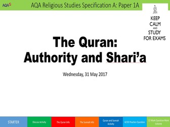 The Quran and Authority AQA/EDEXCEL Religious Studies 9-1 GCSE Religious Education