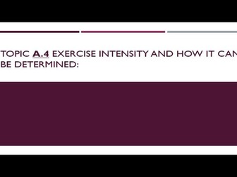 Btec Sport Unit 1 EXERCISE INTENSITY Heart Rates and Training Zones/Thresholds