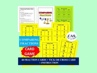 Comparing Fractions Card Game-Fun Activity