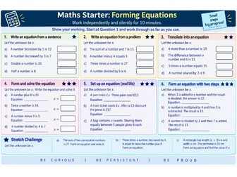 Forming Equations Differentiated With Worked A's
