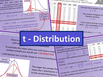 t-distribution t-statistic - Further maths A level A2