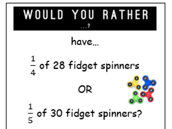 Would you rather? Fraction activity Cards