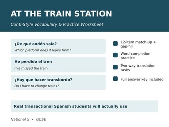 At the Train Station - Conti-Style Vocabulary & Practice Worksheet
