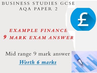AQA BS GCSE Sample 9 Mark Finance answer 2022 - mid mark