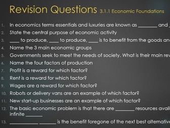 GCSE Economics Revision Quiz Questions for all AQA topics micro AND macro Paper 1 & Paper 2