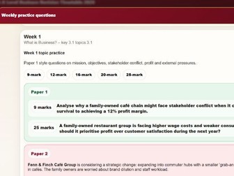 A-Level Business - Intervention Hub